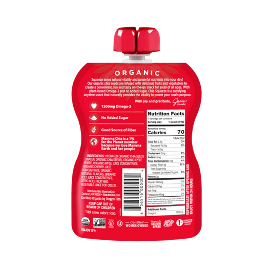 Organic Mamma Chia 3.5 Ounce Squeeze Pouch Cherry Love Ingredients And Nutrition Facts