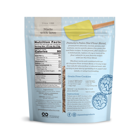 Pamela's Paleo Nut Flour Blend Ingredients Nutrition Facts Grain Free Cookie Recipe