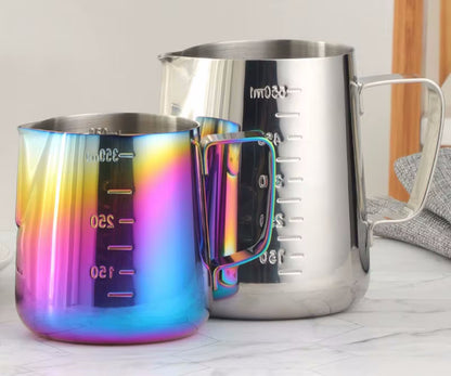350ml And 550ml Metal Pitchers Stainless Steel Coffee Gear Cafe Measuring Cups