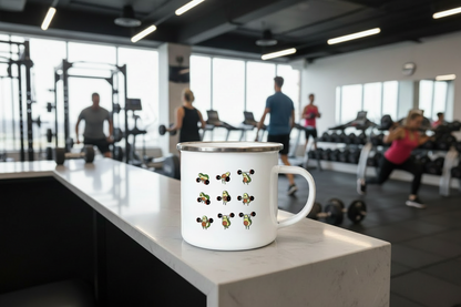 Avogains Stainless Steel Mug On Gym Counter People Exercising Healthy Avocado Doing Workout Cup