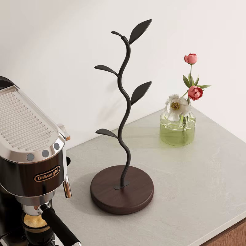 Espresso Bar Decor Coffee Countertop Mug Holder Sprout Tree With Leaves