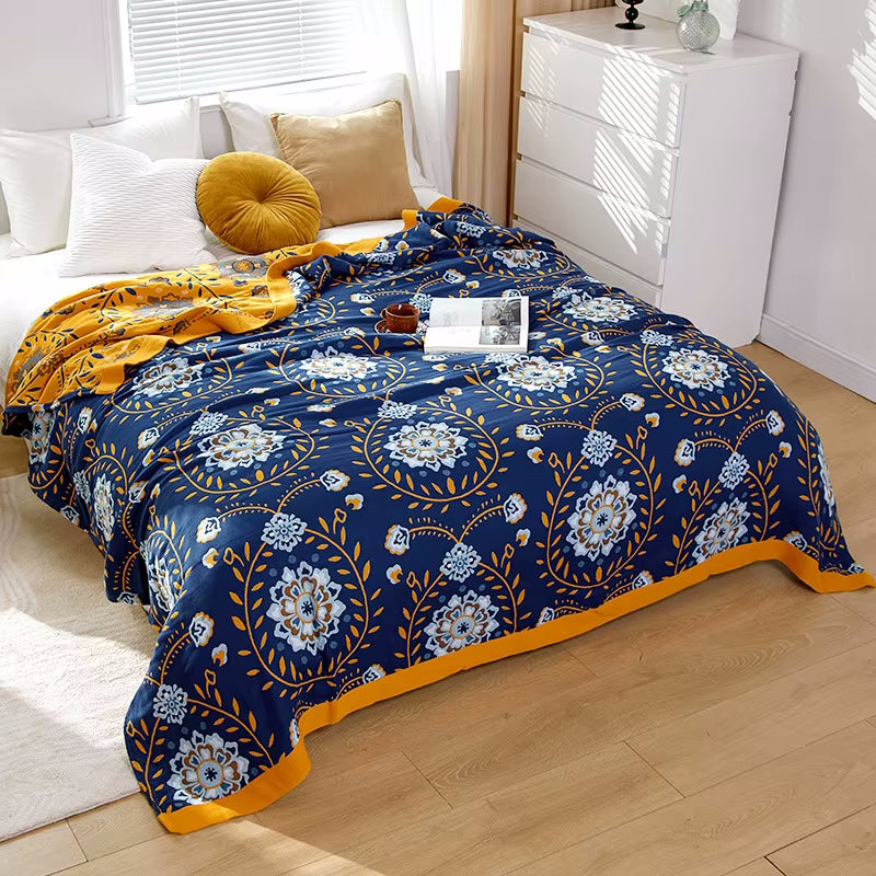 Floralia 1 Regal Floral Cotton Bedding Reversible Quilt Coverlet