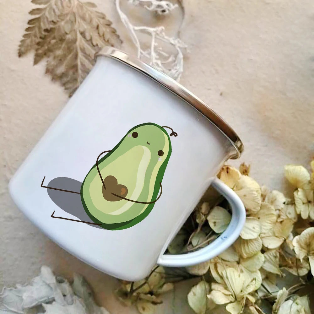 Adorable Avocado Stainless Steel Enamel Camp Mugs