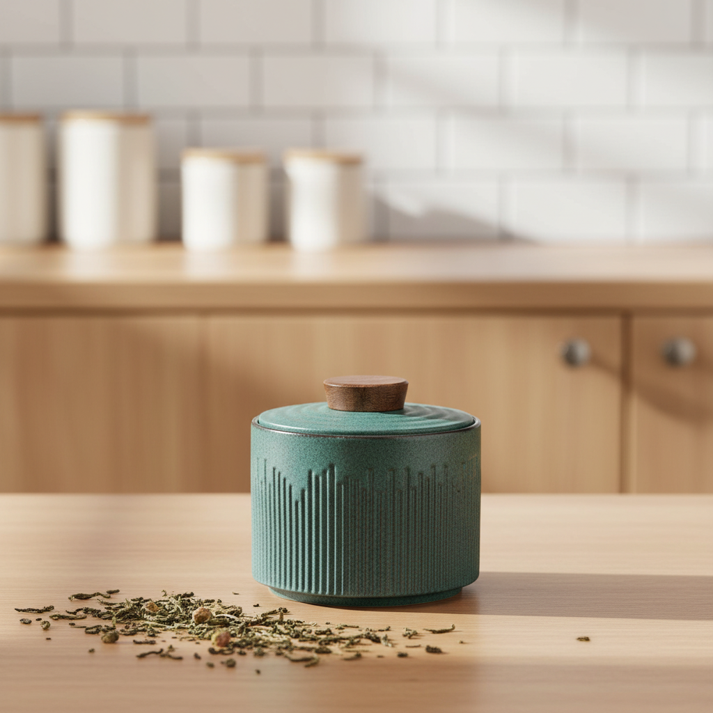 Loose Leaf Tea Jar Tahoe Style Ceramic Countertop Decor Kitchen Jar For Teas And Dried Herbs