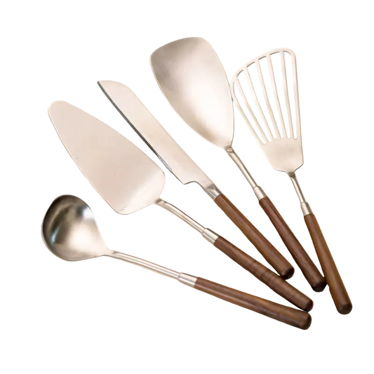 Luxury Chef Sleek Wood & Stainless Steel Kitchen Tools