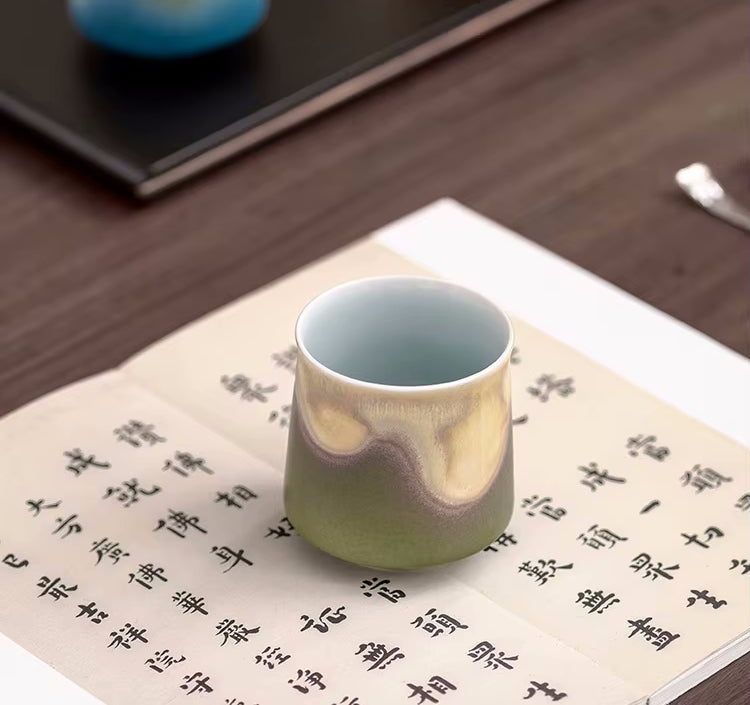 Oriental Style Traditional Tea Cup In Earthy Ceramic Pottery Design