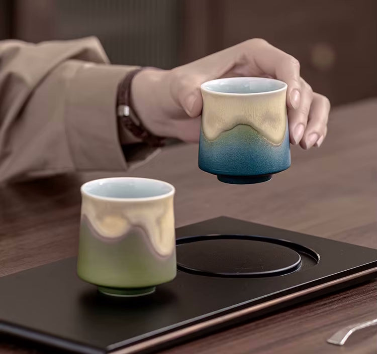 Oriental Tea Time With Earthy Ceramic Tea Cups In Traditional Style