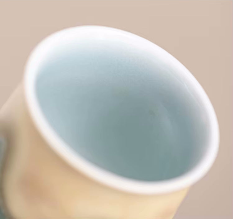 Oriental Traditional Earthy Ceramic Tea Cup Lip Style Closeup