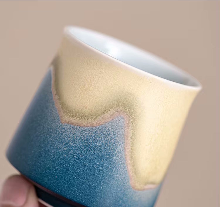 Oriental Traditional Earthy Ceramic Tea Cup Pattern Style Closeup