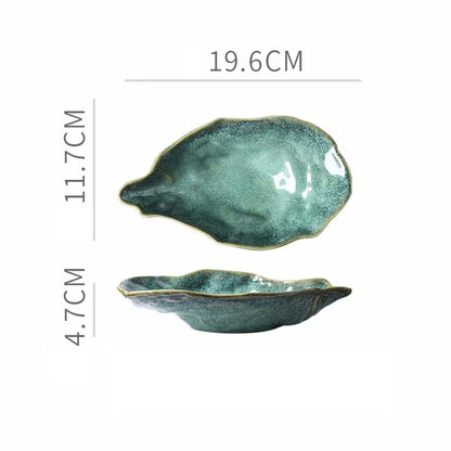 Small Emerald Shore Oyster Shaped Ceramic Dish Seashore Serveware