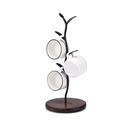 Sprout Countertop Mug Tree Iron & Wood Cup Stand