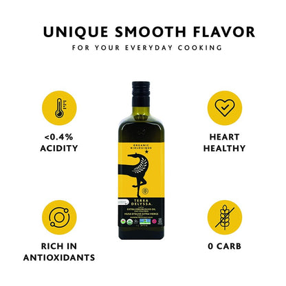 Organic Terra Delyssa Tunisian Olive Oil Has Unique Smooth Flavor For Everyday Cooking Low Acidity Rich In Antioxidants Heart Healthy Zero Carb